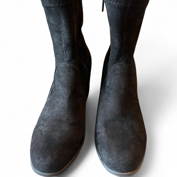 Black Suede Block Heel Booties | Size 8 - Picture 6 of 8